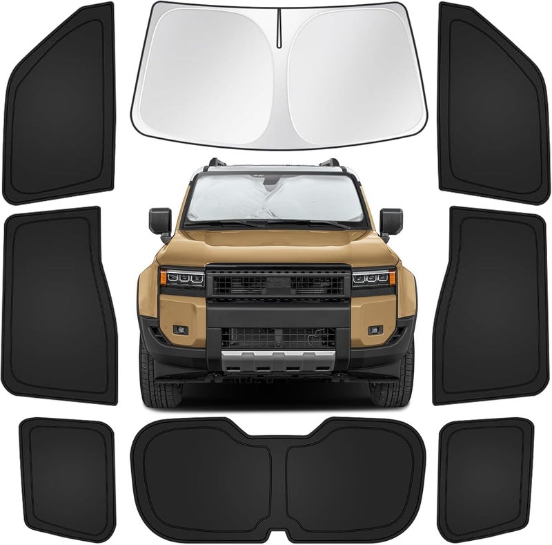 JASVIC Car Window Shades for Toyota Land Cruiser Prado 250 2024-2025, 8pcs Full Coverage Window Covers Sunshades for Front, Side and Rear Windows, Privacy Window Shade Keep Vehicle Cool for Camping Napping - Image 1